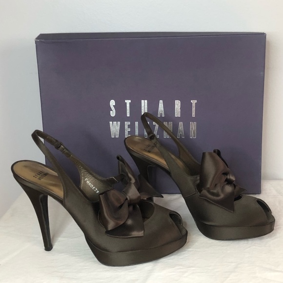 Stuart Weitzman Dorothy Brown Pump Bow Heels 10M - Picture 8 of 17